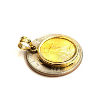 Load image into Gallery viewer, 14K Gold pendant With genuine 5 dollars 1/10 oz 22k American eagle coin 4.3g