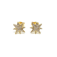 Load image into Gallery viewer, New 14k yellow Gold 0.11Ct Round Diamond star stud Earrings Push Back Fastening