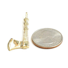 Load image into Gallery viewer, New 14k Yellow Gold Solid 3D AXE Pendant charm outdoor tool fine jewelry 3.6g