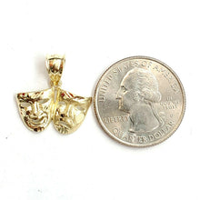 Load image into Gallery viewer, 10k yellow gold happy & sad face theater pendant fine gift jewelry unisex 1.9g