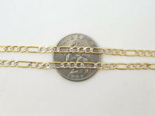 Load image into Gallery viewer, Men's Women's 14K two-tone Gold hollow Figaro Link Chain jewelry 3.4mm 24" 5.3g