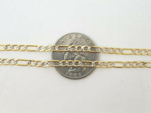 Load image into Gallery viewer, Men's Women's 14K two-tone Gold hollow Figaro Link Chain jewelry 3.4mm 24" 5.3g