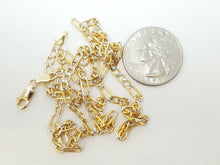 Load image into Gallery viewer, Men's Women's 14K two-tone Gold hollow Figaro Link Chain jewelry 3.4mm 18" 4.1g