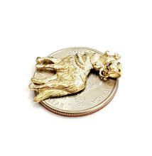 Load image into Gallery viewer, 14k yellow Gold howling wolf full body animal Pendant charm fine jewelry 2.3g