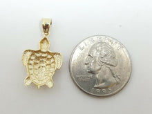 Load image into Gallery viewer, New 14k yellow gold turtle full body pendant charm diamond cut fine jewelry 1.7g
