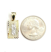 Load image into Gallery viewer, 10k two tone gold rectangular saint Jude juda pendant charm religious gift 1.3g