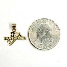 Load image into Gallery viewer, 14k yellow Gold tiny i love baseball bat Pendant charm fine sport jewelry 0.6g