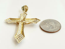 Load image into Gallery viewer, 10k yellow gold cross Jesus pendant with cubic zirconia fine gift jewelry 6.7g
