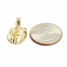 Load image into Gallery viewer, 14k yellow solid Gold lion leo head face Pendant charm fine gift jewelry 2.4g