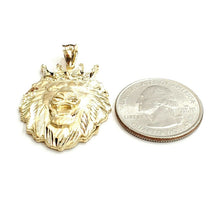 Load image into Gallery viewer, New 14k yellow Gold lion head face with crown Leo zodiac fine Pendant charm 6.7g