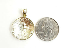 Load image into Gallery viewer, 10k yellow gold round globe planet earth world map pendant jewelry 0.88" 1.9g