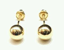 Load image into Gallery viewer, New 14k yellow Gold 5mm hollow ball earrings screw back fine gift jewelry