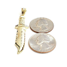 Load image into Gallery viewer, New 10k yellow Gold dagger knife Pendant charm fine gift jewelry for men 3.5g