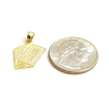Load image into Gallery viewer, 14k yellow Gold royal flush spade A K Q J 10 poker cards Pendant jewelry 1.5g