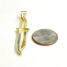 Load image into Gallery viewer, New 10k yellow Gold dagger knife Pendant charm fine gift jewelry for men 3.6g