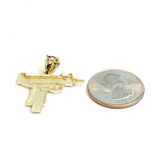 Load image into Gallery viewer, 10k yellow Gold solid Uzi machine gun Pendant charm gift male fine jewelry 2.3g