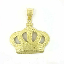 Load image into Gallery viewer, 10k yellow gold crown pendant charm fine jewelry gift necklace diamond cut 4.8g