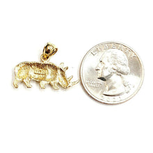 Load image into Gallery viewer, New 14k yellow Gold Rhinoceros Full body animal Pendant charm fine jewelry 3.3g