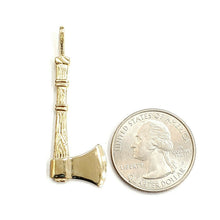 Load image into Gallery viewer, New 14k Yellow Gold Solid 3D AXE Pendant charm outdoor tool fine jewelry 3.6g