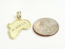 Load image into Gallery viewer, 10k yellow gold Africa continent outline map pendant charm fine gift unisex 2.7g