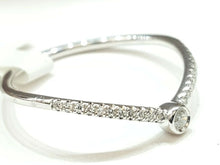 Load image into Gallery viewer, 14k white Gold pave curved chevron 0.09ct real diamond wedding Ring Size 7.25