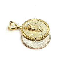 Load image into Gallery viewer, 10k yellow gold round virgin Guadalupe Pendant fine religious jewelry 0.97" 4g