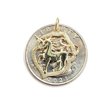 Load image into Gallery viewer, New 14k yellow gold unicorn full body pendant charm gift jewelry fine 1.2g
