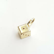 Load image into Gallery viewer, 14k yellow Gold 3D hollow dice Pendant charm gamble gift sport fine jewelry 0.9g
