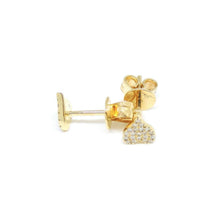 Load image into Gallery viewer, New 14k yellow Gold 0.10Ct Round Diamond heart stud Earrings Push Back Fastening
