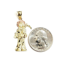 Load image into Gallery viewer, 10k yellow and rose gold Santa muerte holy death Pendant fine gift jewelry 2.4g
