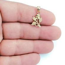 Load image into Gallery viewer, New 14k yellow solid Gold rose flower Pendant charm love fine gift jewelry 1.4g