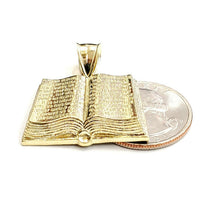 Load image into Gallery viewer, 10k yellow gold lord's prayer book our father bible verse pendant jewelry 5.3g