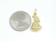 Load image into Gallery viewer, 14k yellow gold 3D hollow dollar sign money bag lucky pendant charm gift 1.4g