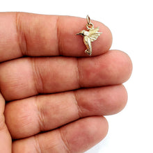Load image into Gallery viewer, New 14k yellow Gold Tiny Solid Hummingbird Pendant charm gift fine jewelry 0.7g