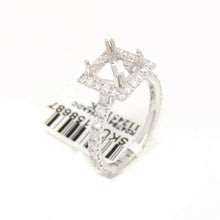 Load image into Gallery viewer, 1.14Ct Natural Diamond 14k White Gold Semi Mount halo Ring square center sz 6.5