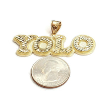 Load image into Gallery viewer, 10k yellow Gold YOLO word Pendant You only live once diamond cut jewelry 7.2g