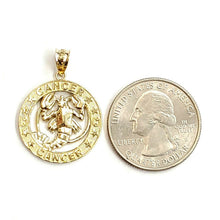 Load image into Gallery viewer, 10k yellow Gold cancer crab zodiac sign round Pendant charm fine jewelry 2.6g