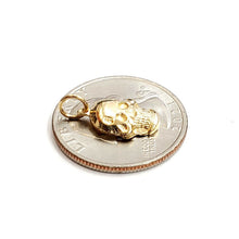 Load image into Gallery viewer, New 14k yellow Gold tiny Skull mummy dead Bone Pendant Gift fine jewelry 1.3g