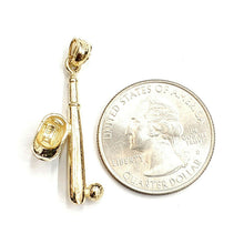 Load image into Gallery viewer, 14k yellow Gold baseball bat hat Pendant charm sport game fine jewelry gift 3.8g