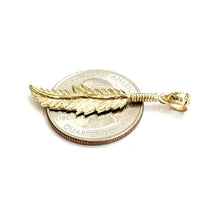 Load image into Gallery viewer, New 14k Yellow Gold solid feather Pendant Unisex gift fine jewelry 2.2g