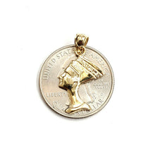 Load image into Gallery viewer, 14k solid yellow Gold Egyptian Nefertiti head queen Pendant fine jewelry 1.3g