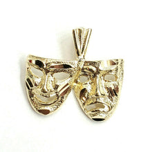 Load image into Gallery viewer, 14k yellow gold happy & sad face theater act mask pendant fine jewelry 2.1g