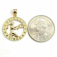 Load image into Gallery viewer, New 10k yellow Gold round Virgo zodiac sign Pendant charm astrology jewelry 2.3g