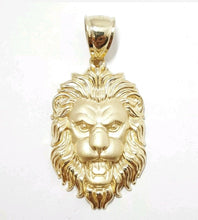 Load image into Gallery viewer, 14k yellow solid Gold lion Leo head face zodiac Pendant charm fine jewelry 4.6g