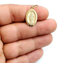 Load image into Gallery viewer, 14k solid yellow gold oval virgin Miraculous Milagrosa pendant religious 2.5g