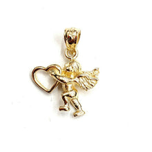 Load image into Gallery viewer, New 14k yellow Gold full body angel heart Pendant charm gift fine jewelry 1.8g