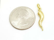 Load image into Gallery viewer, New 14k yellow gold 3D hollow horn lucky pendant charm fine gift jewelry 0.9g
