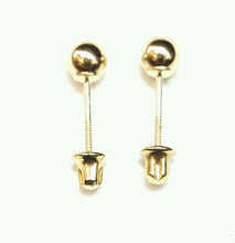 Load image into Gallery viewer, New 14k yellow Gold 4mm hollow ball earrings screw back fine gift jewelry