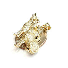 Load image into Gallery viewer, 14k yellow Gold howling wolf pack body animal Pendant charm fine jewelry 6.7g