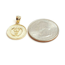 Load image into Gallery viewer, 14k yellow Gold round caduceus of Hermes medical sign Pendant charm jewelry 1.7g
